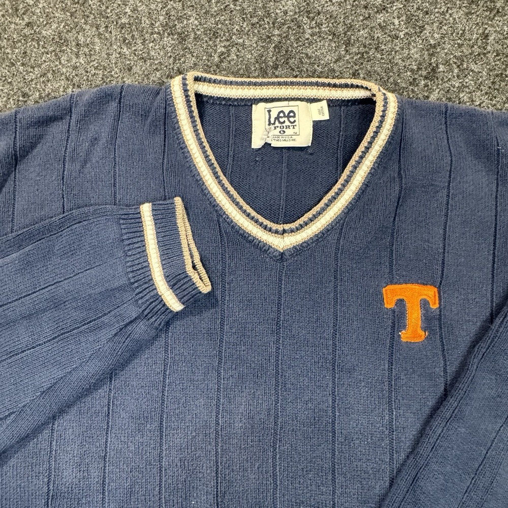 Vintage Lee Sport Tennessee Volunteers Sweater Mens L Blue V Neck USA 90s NCAA